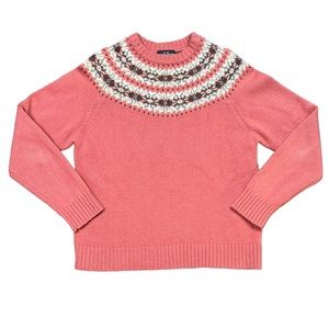 Woolrich 100% Lamb’s Wool Grenadine Fair Isle Knit Sweater Women’s Size Large